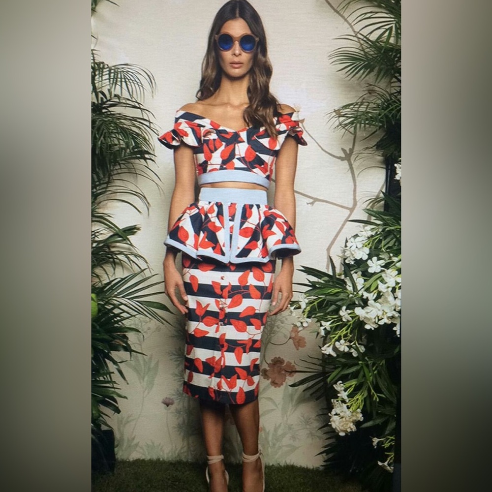 Johanna Ortiz striped pencil peplum skirt, like dolce gabbana Zimmermann 0 XS